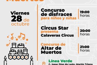CONVOCA MUNICIPIO A PARTICIPAR EN CONCURSOS Y SORPRESAS EN EL FESTIVAL DE DÍA DE MUERTOS EN LÍNEA VERDE
