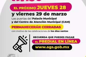 30 DE MARZO, ÚLTIMO SÁBADO PARA PAGAR PREDIAL EN EL CAM