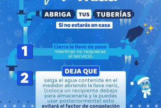 EMITE MIAA RECOMENDACIONES PARA PROTEGER TUBERÍAS DEL HOGAR DURANTE LA ÉPOCA INVERNAL