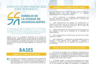 SE APROXIMA EL CIERRE DE LA CONVOCATORIA PARA INTEGRARSE AL CONSEJO DE LA CIUDAD DEL MUNICIPIO DE AGUASCALIENTES