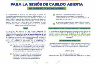 CONVOCA MUNICIPIO DE AGUASCALIENTES A PARTICIPAR EN LA SESIÓN DE CABILDO ABIERTA