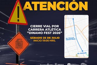 POLICÍA VIAL IMPLEMENTARÁ CIERRES VIALES Y RUTAS ALTERNAS POR LA CARRERA ATLÉTICA «DINAMO FEST 2026»